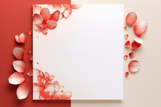 flowers on white paper with copy space