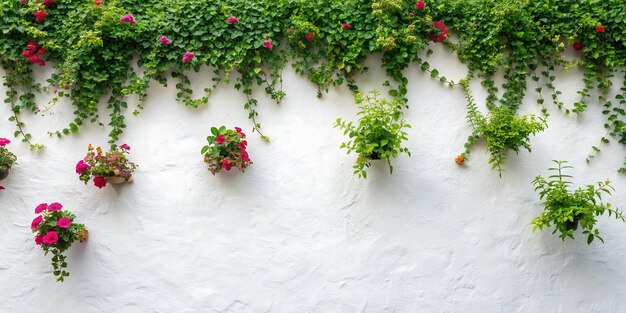 flowers on a white wall background