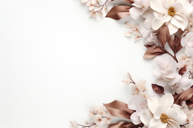 flowers on white with copy space