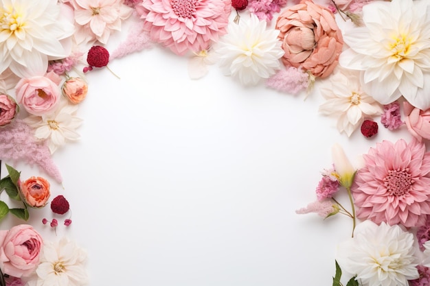 flowers on white with copy space