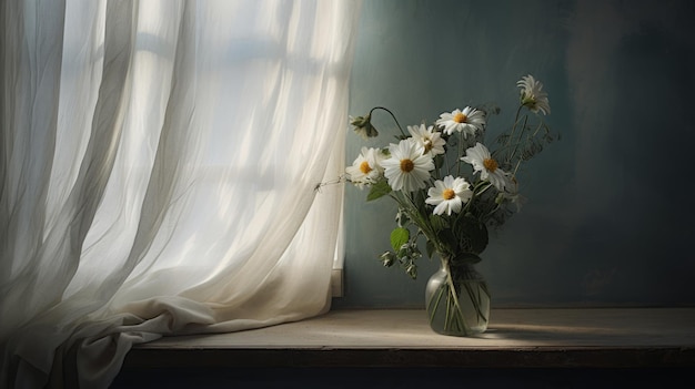 flowers on the window in a vase