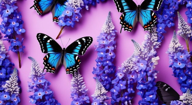 Photo flowers with butterflies