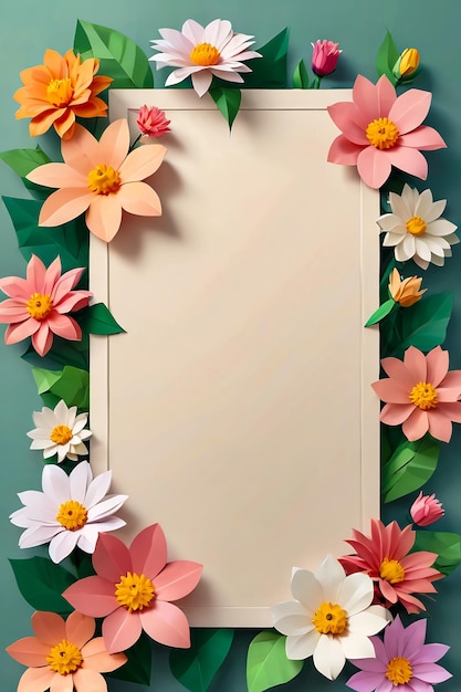 flowers with greeting card floral frame mockup card