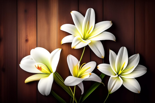 Flowers on a wooden background