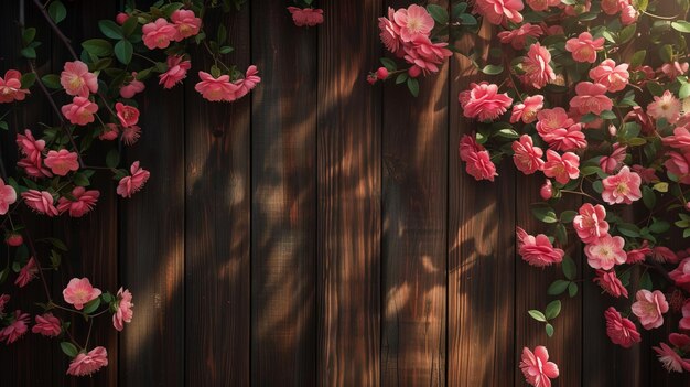 Flowers on wooden background