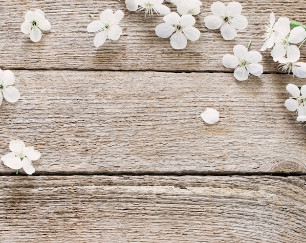 Flowers on wooden background