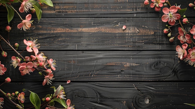 flowers on wooden background