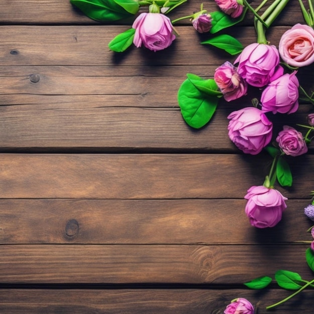 Foto fiori su uno sfondo di legno