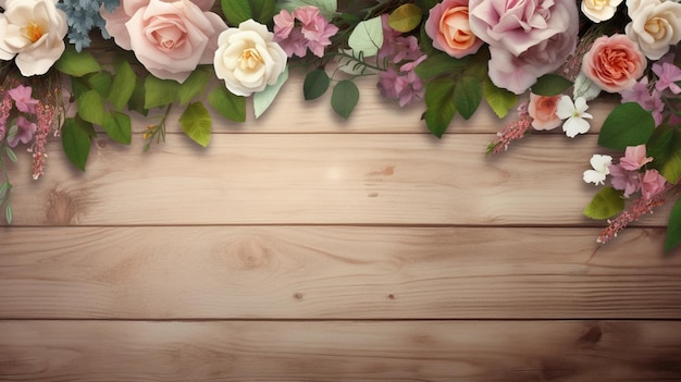 Flowers on a wooden table