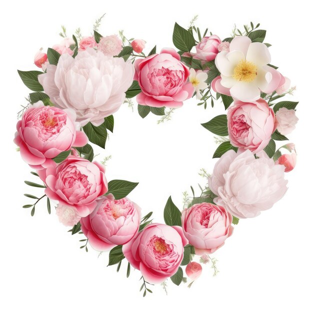 Flowers wreath in the shape of heart AI generated