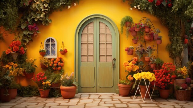 Flowers yellow door