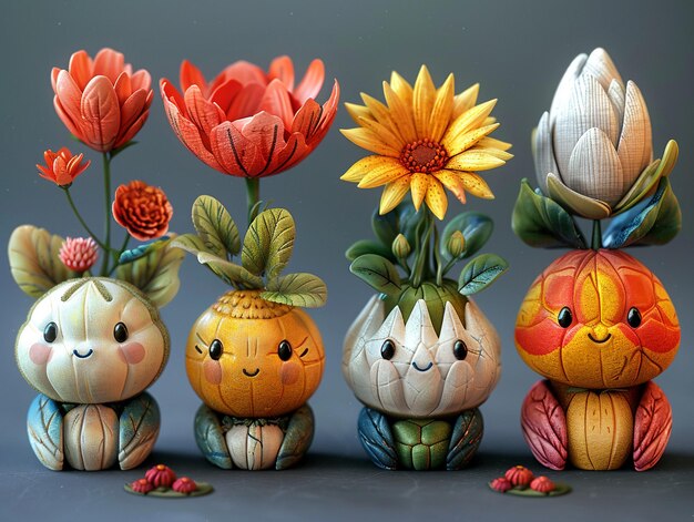 Photo flowerthemed whimsical character designs