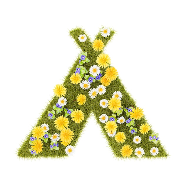 Flowery Grassy Tent Symbol Shape Isolated