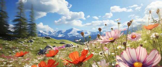 flowery landscape view AI generated image