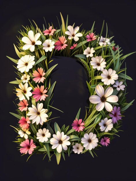 A flowery letter D is displayed on a black background