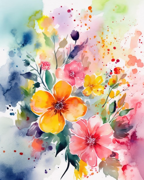 Flowery wallpaper watercolors