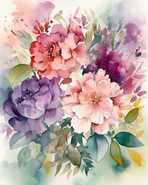 花の壁紙水彩画