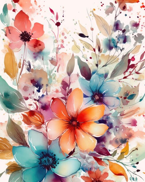 Flowery wallpaper watercolors