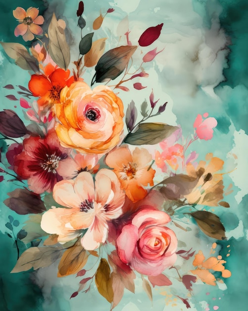 Flowery wallpaper watercolors