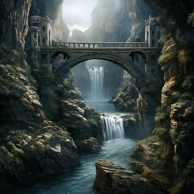 Flowing Beauty Exploring the Enchanting Waterfall and Bridge