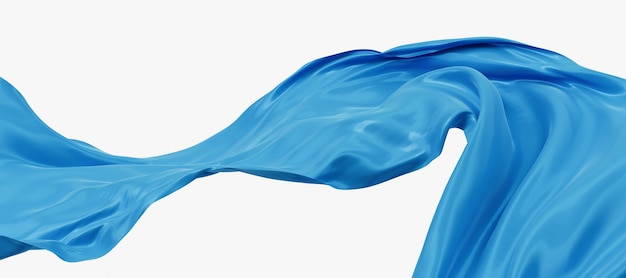 Photo flowing blue wave cloth 3d rendering