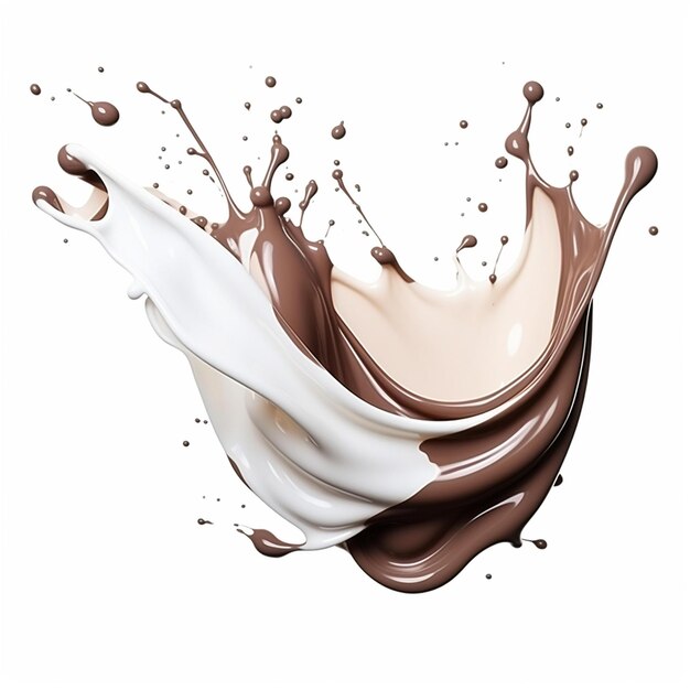 Photo flowing chocolate and white liquid in a swirl