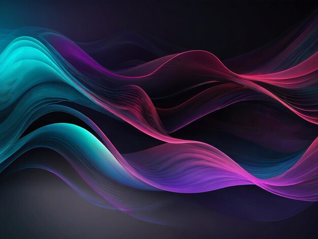 Flowing colorful waves abstract dark background