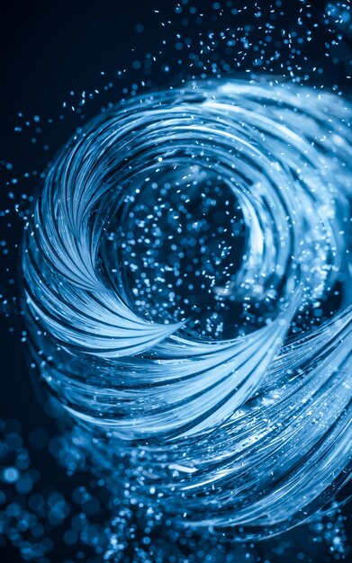 Flowing curve and particles background 3d rendering