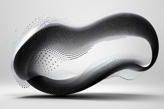 Flowing Dots Particles Wave Pattern 3D Curved Holography