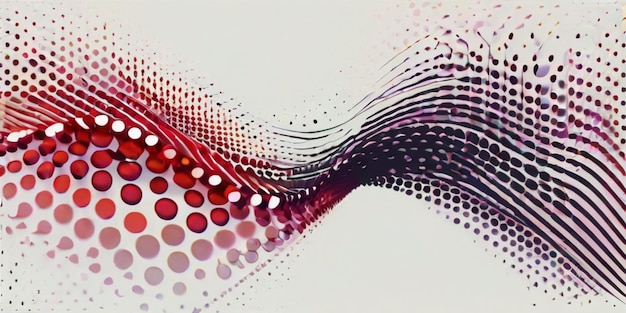 Foto modello d'onda di particelle di punti in flusso, forma di curva di gradiente a mezza tonalità isolata su sfondo bianco