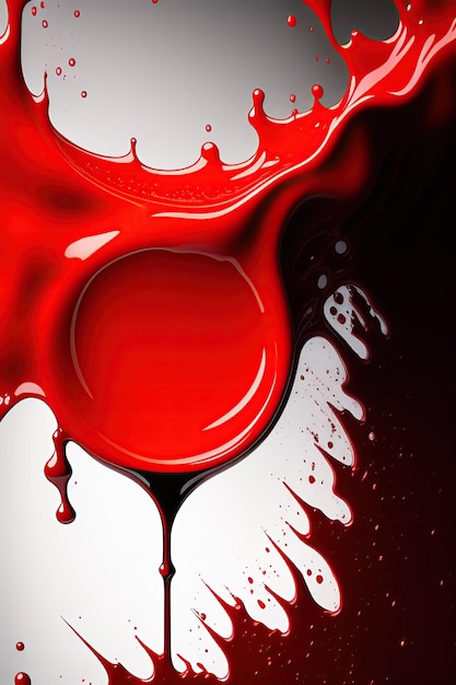 Flowing drop of blood or red paint