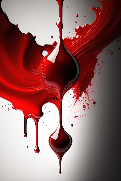 Flowing drop of blood or red paint