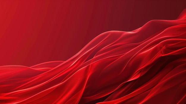 Flowing Fabric on Red Background