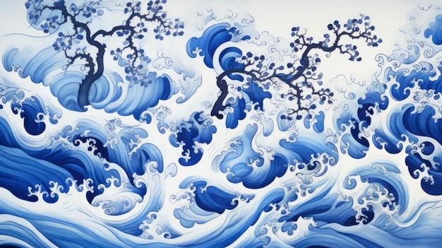 Flowing ink in water creating patterns Created with Generative AI technology