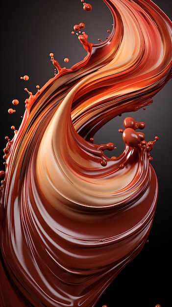 流れる液体チョコレート