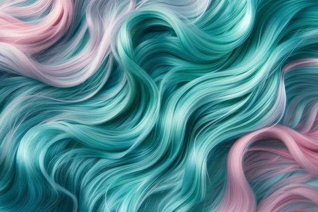 Flowing locks with shades of blue and green Generative AI