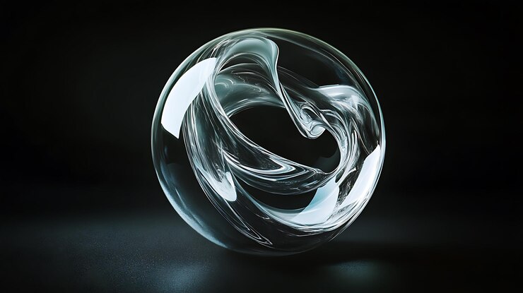 Flowing Metallic glass Waves in Neon Blue and Pink on Dark Background Abstract Design Concept