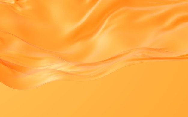 Flowing orange cloth background 3d rendering