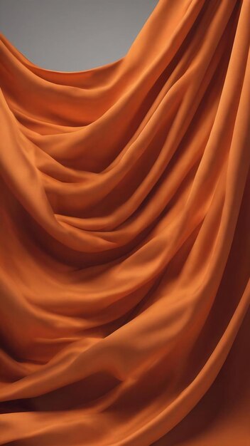 Flowing orange cloth background 3d rendering