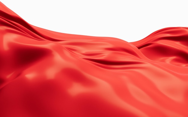 Flowing red cloth background 3d rendering