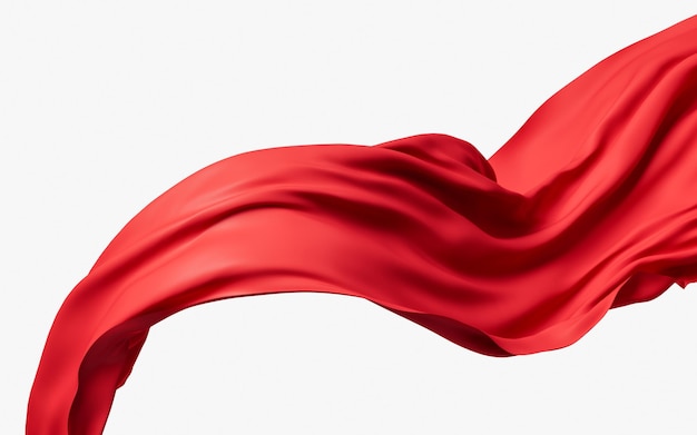 Photo flowing red wave cloth 3d rendering