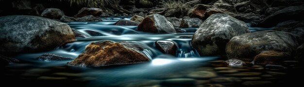 Flowing Water Horizontal banner AI generated