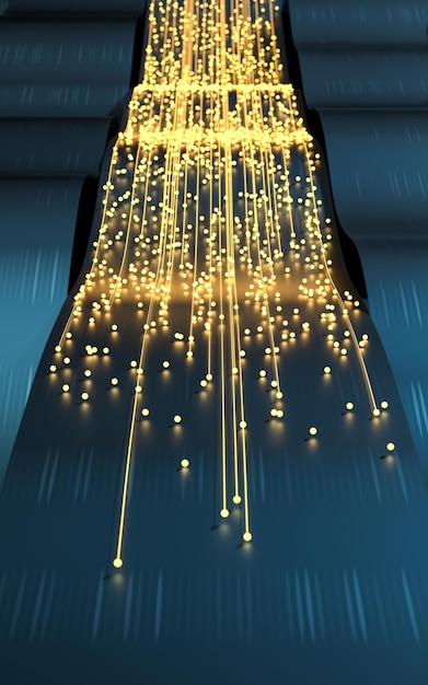 flowing wave clothe with glowing particles 3d rendering