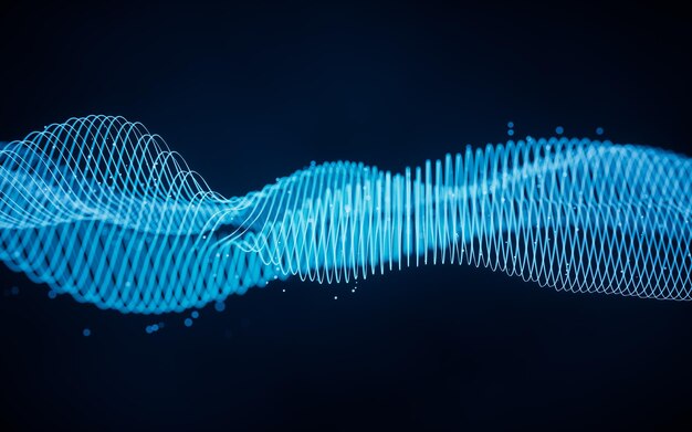 Фото Линии протекающей волны, кривая, рисунок 3d, компьютерный цифровой рисунок