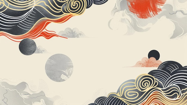 Flowing wave pattern with abstract background modern Oriental style curve element