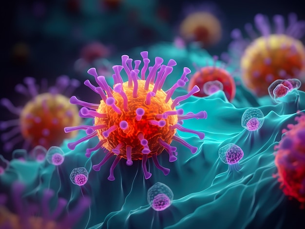 Flu virus cell close up