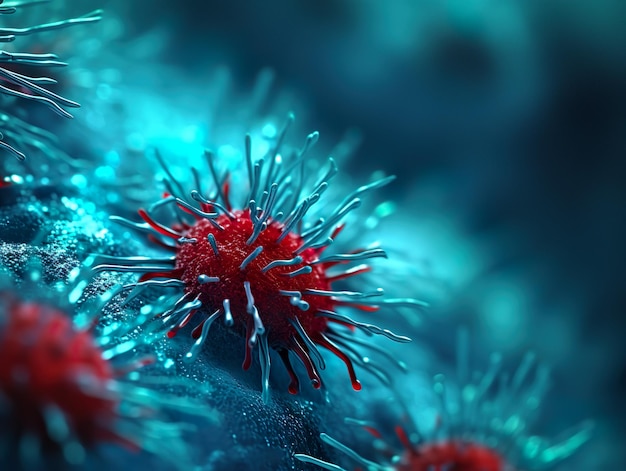 Flu virus cell close up