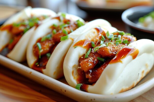 Photo fluffy bao bun pork generate ai