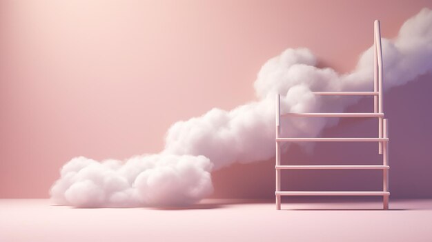 Photo fluffy cloud ladder near cube