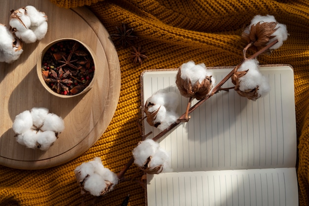 Photo fluffy cotton plant with buds